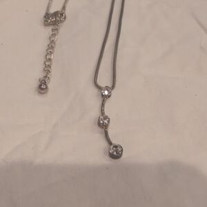 Dazzling Silver Necklace with Crystal Charms
